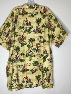 Kauai Yellow Hawaiian Tropical Print Shirt XXL